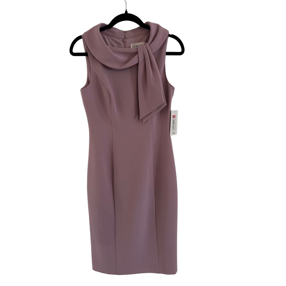 Harper Rose Mauve Pink Tie Cowl Neck Sleeveless Sheath Dress 4 NEW